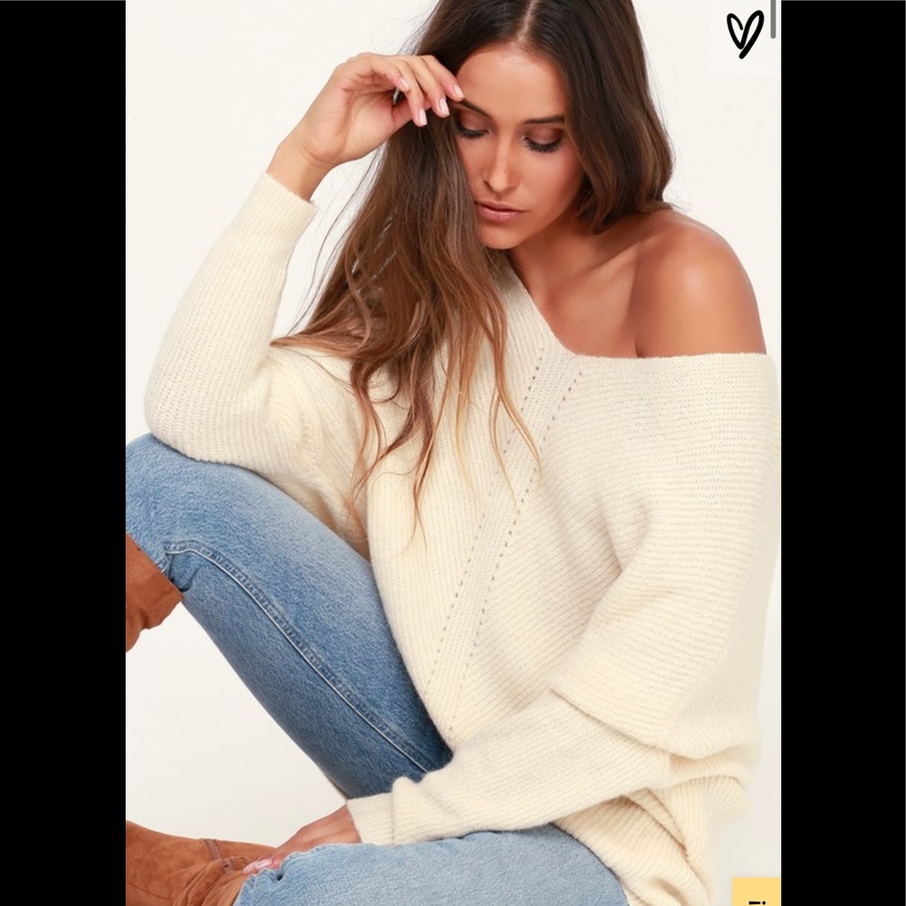 Lulus Emerson Cream Dolman Sleeve Sweater Size M